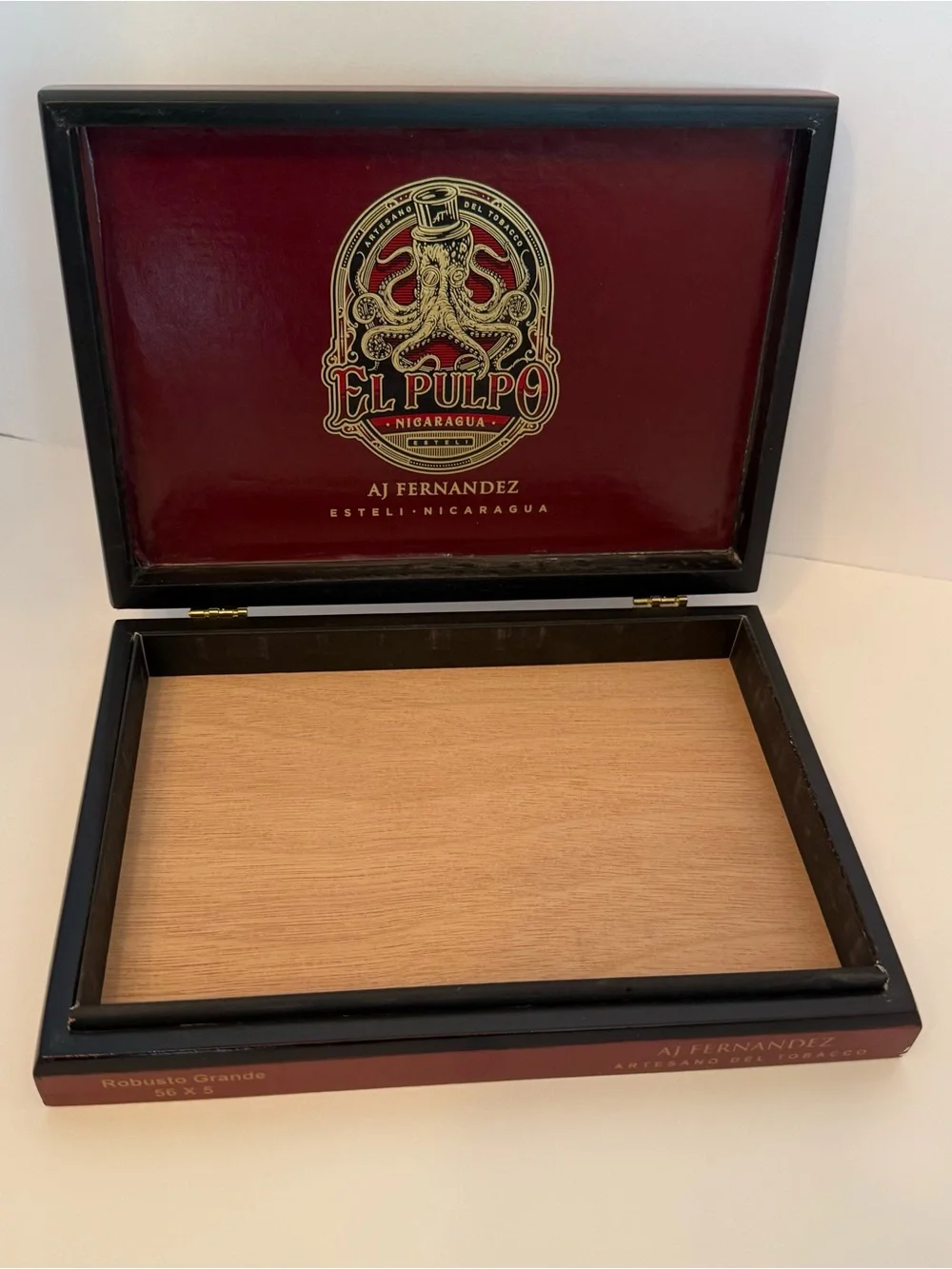 AJ Fernandez El Pulpo Toro Grande Empty Wooden Cigar Box